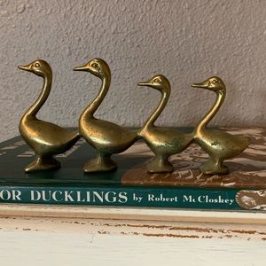 Vintage Brass Duck Family